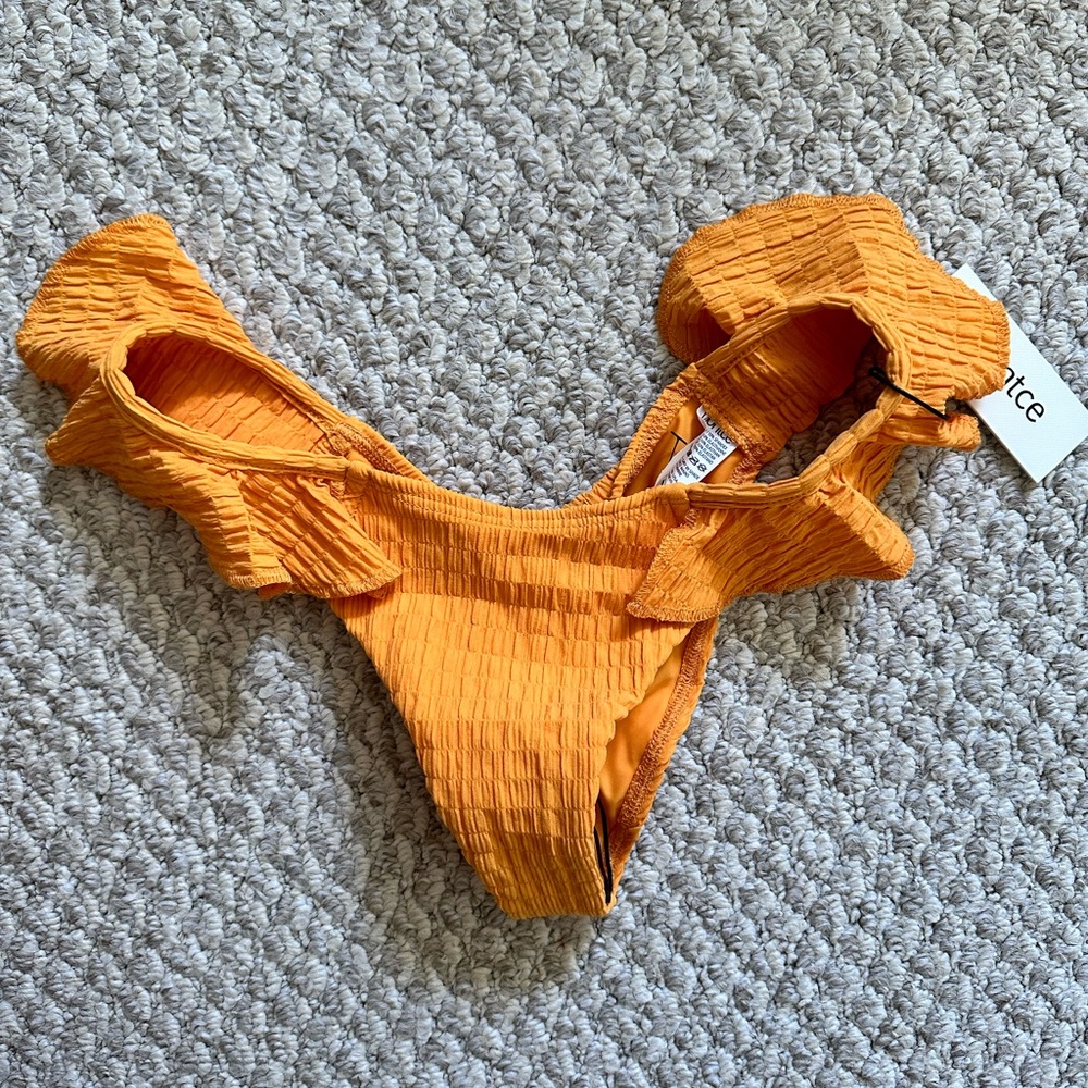 Montce Swim Mari Scrunch Ruffle Uno Bikini Bottom NWT Size L